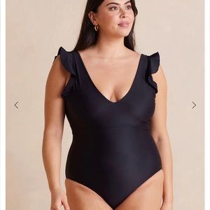 Summersalt The Ruffle Backflip One Piece Bathing Suit, Black